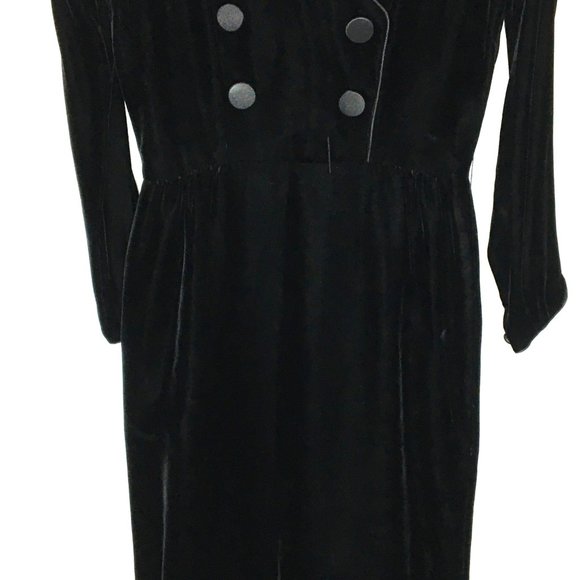 Vintage 50's Black Velvet Long Sleeve Cocktail Party Dress, LBD, 60's Wiggle - Picture 10 of 16